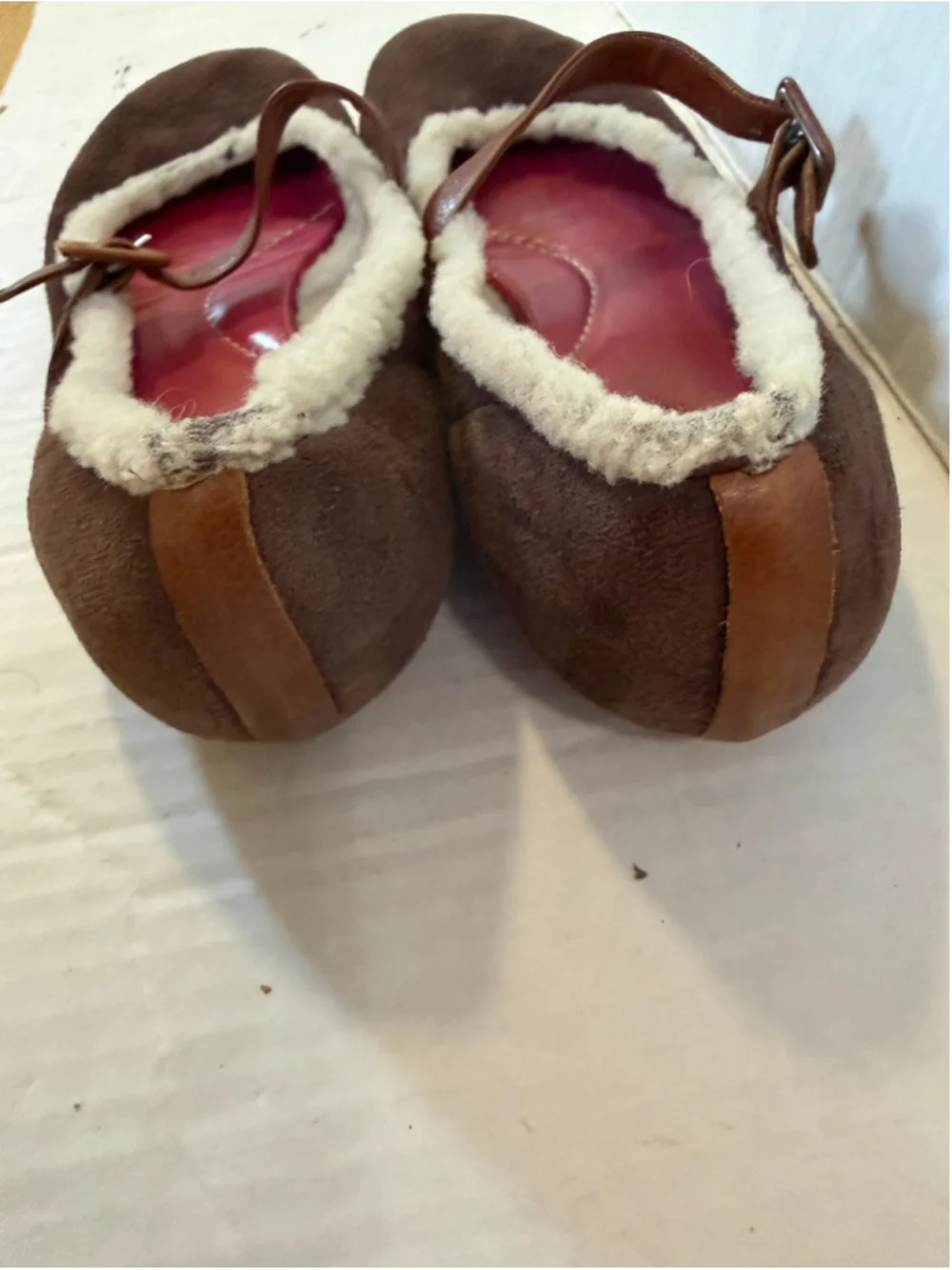 Kate Spade Brown Suede Shearling Lined Mary Jane Shoes Women’s Size 7.5 Ital
